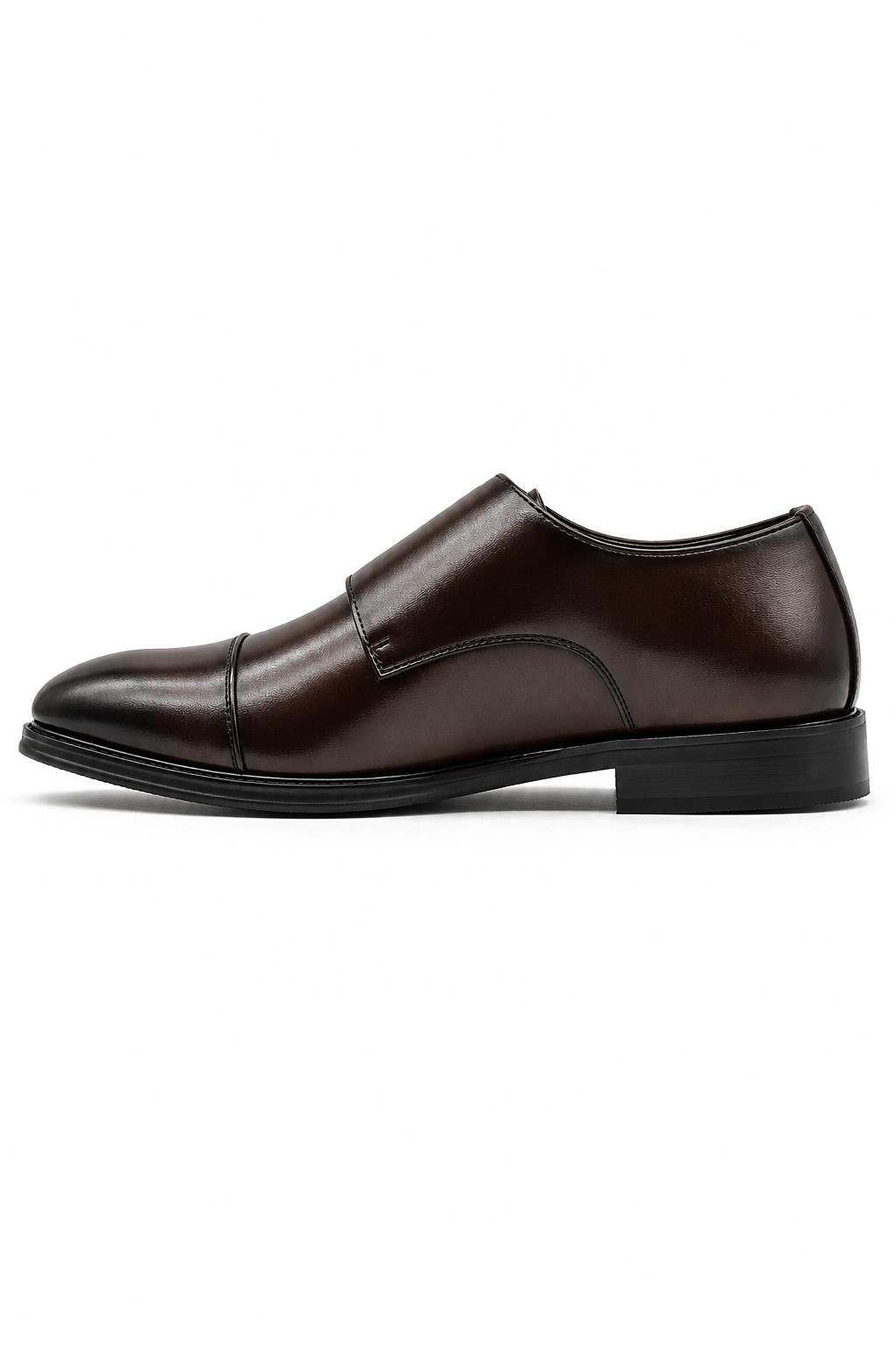 Men's Brown Double Monk Strap Cap Toe Formal Shoes