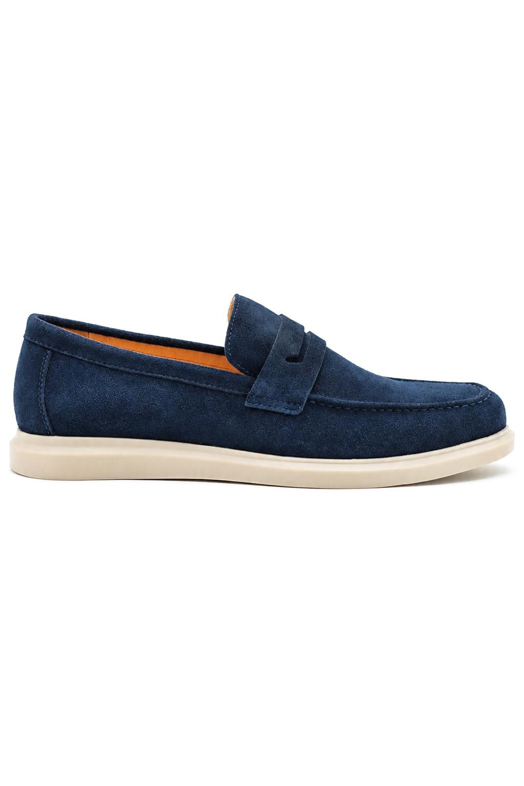 Men’s Milo Navy Blue Suede Leather Penny Loafers