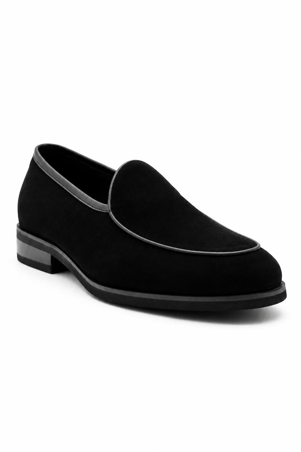 Men's Black Suede Leather Dress Loafers