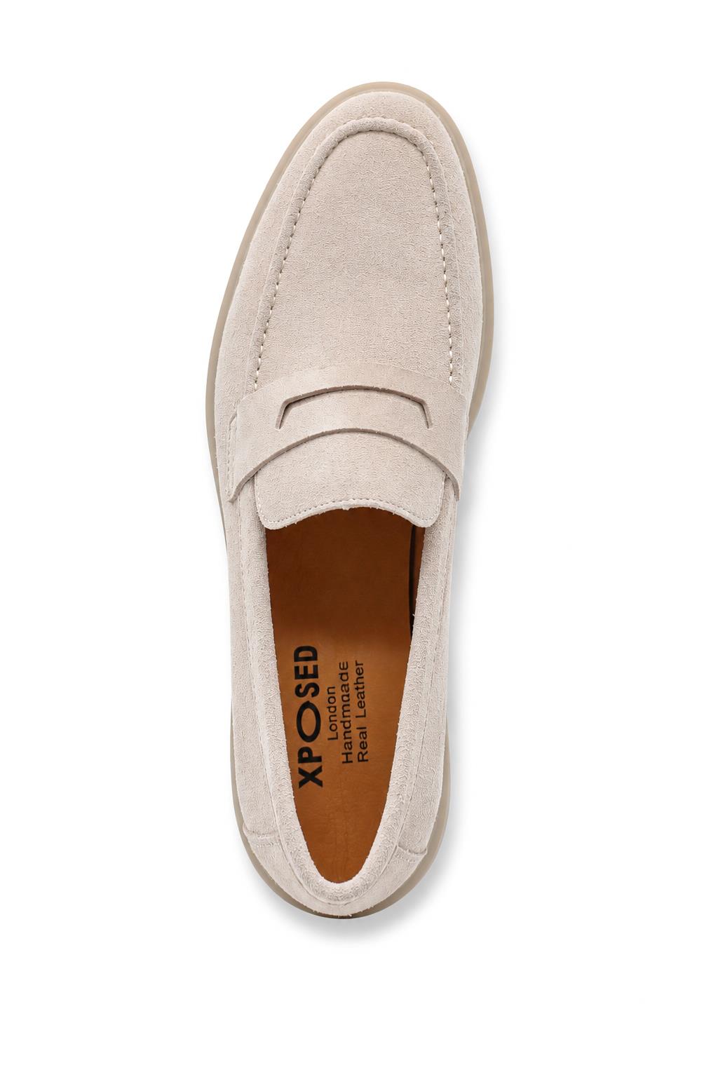 Men’s Milo Beige Suede Leather Penny Loafers