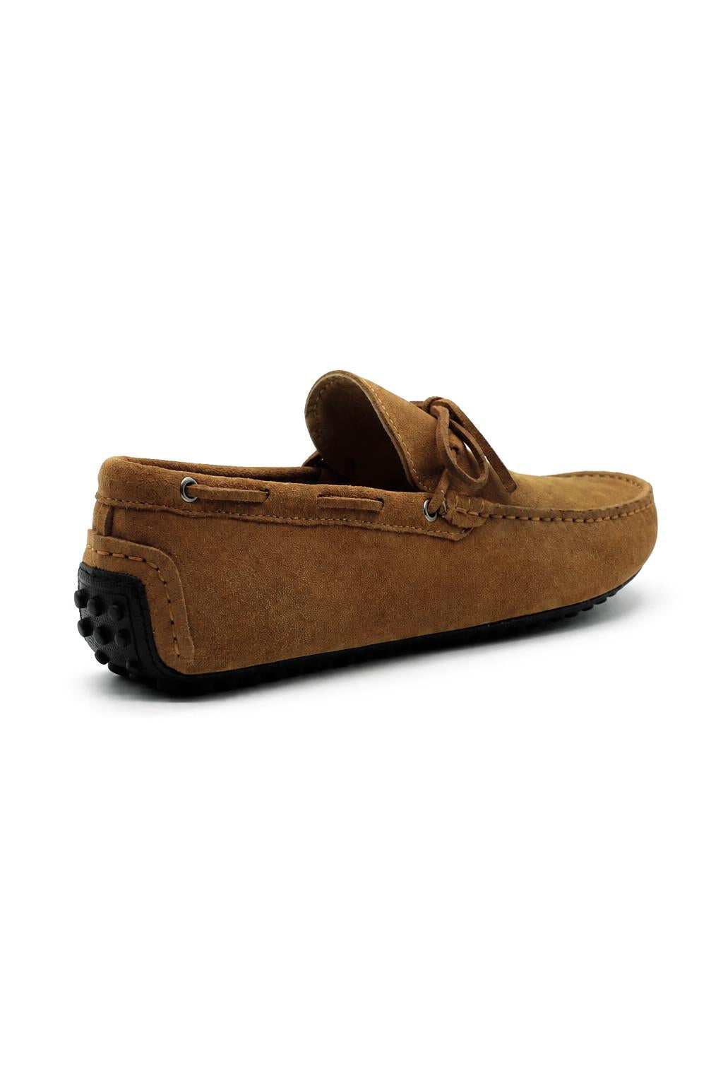 MAT Men's Real Suede Driving Shoes - Tan Slip-On Loafers