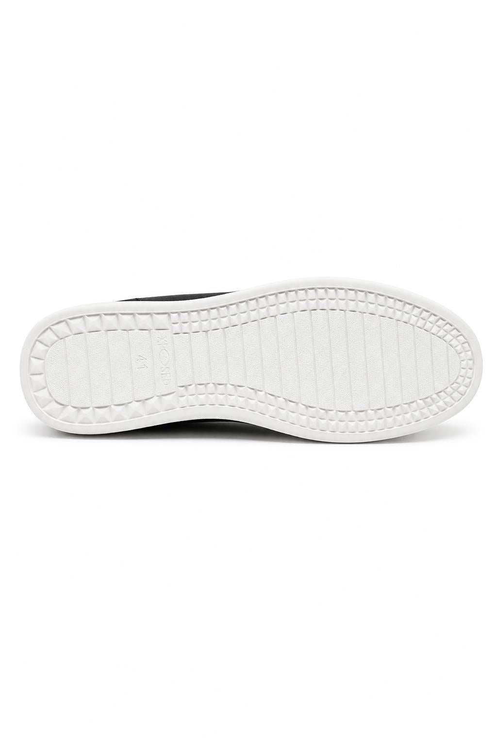 Men’s Black Faux Leather Slip-On Trainers