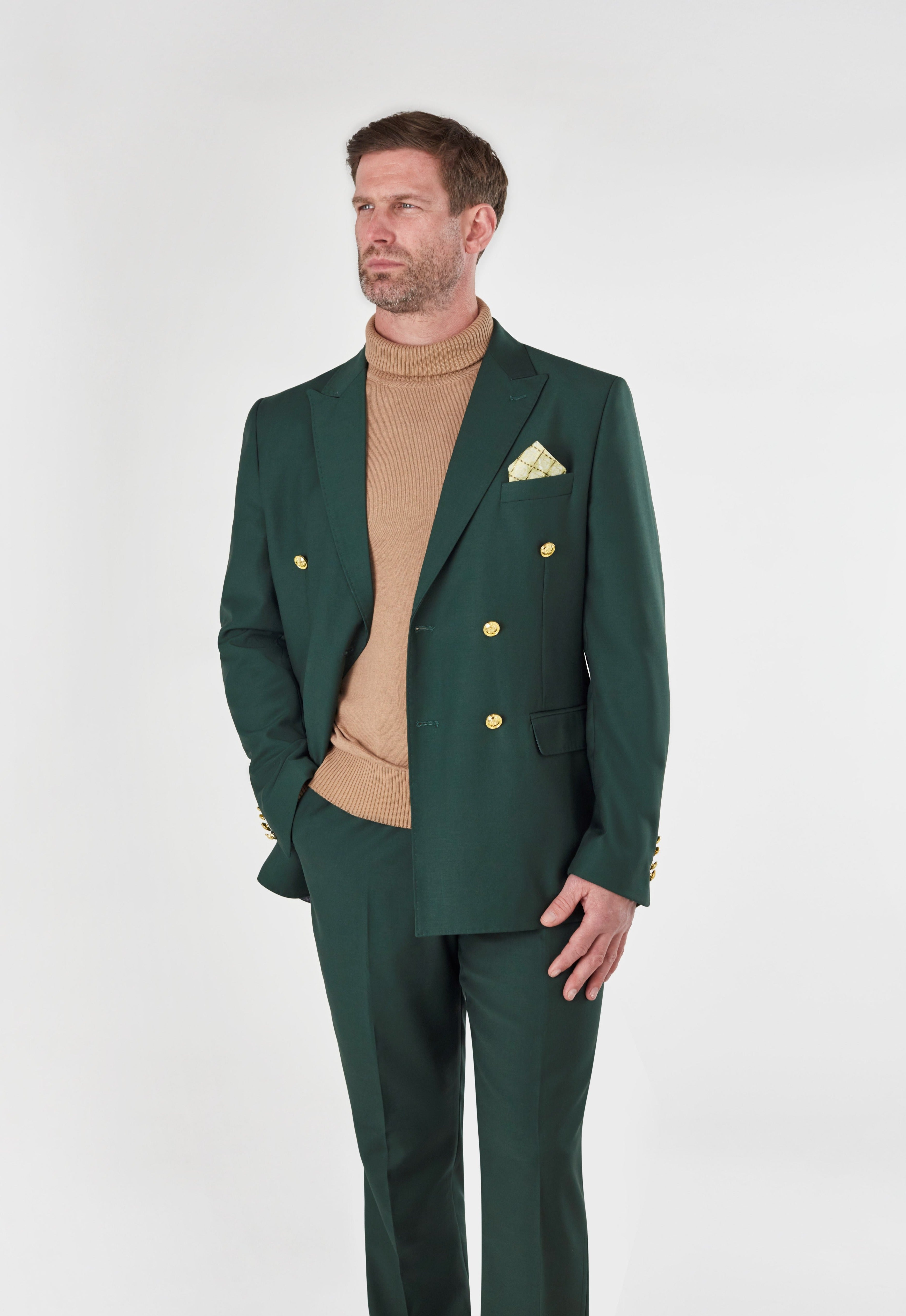GREEN DOUBLE BREASTED GOLD BUTTON JACKET