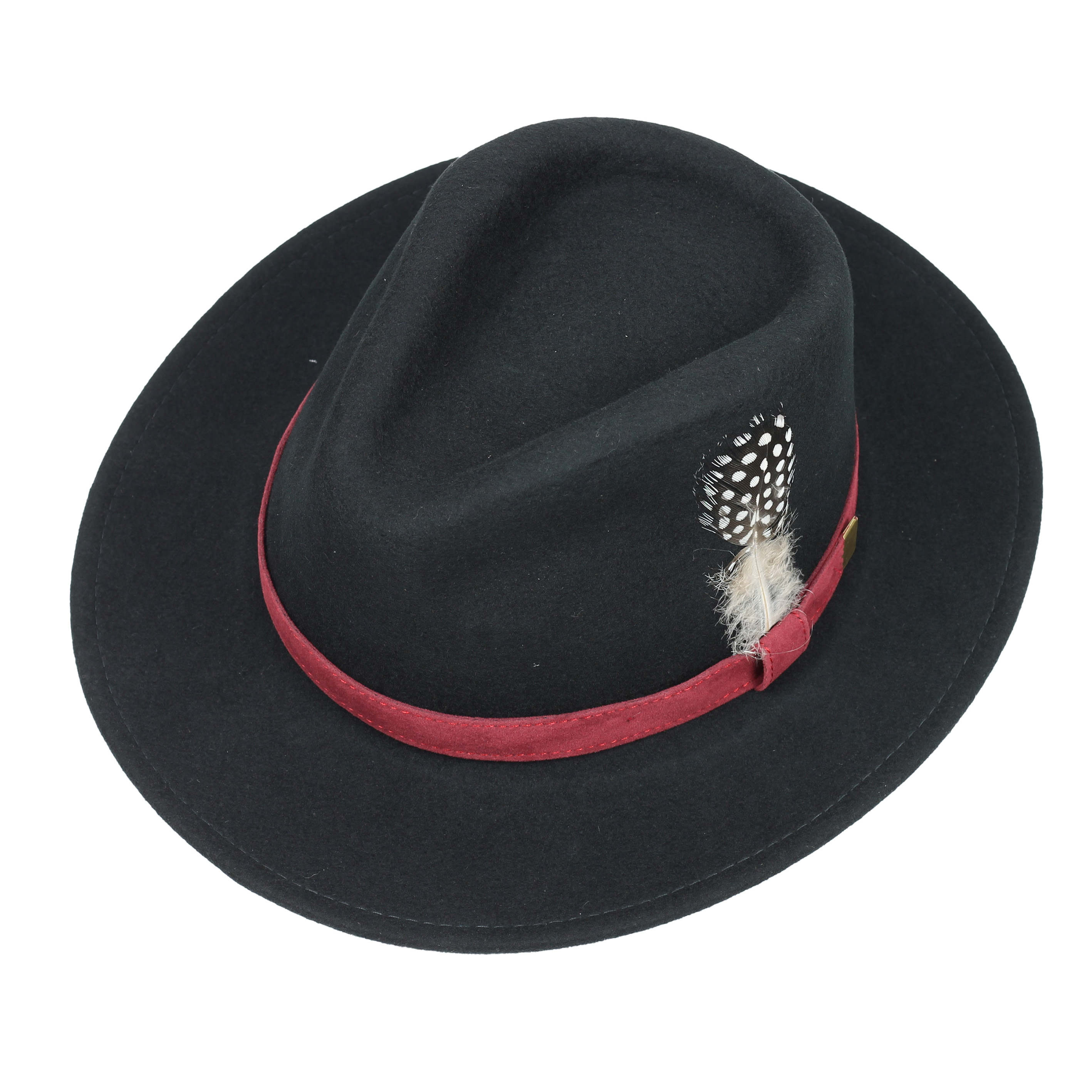 Trilby Fedora 100% Wool Black Hat
