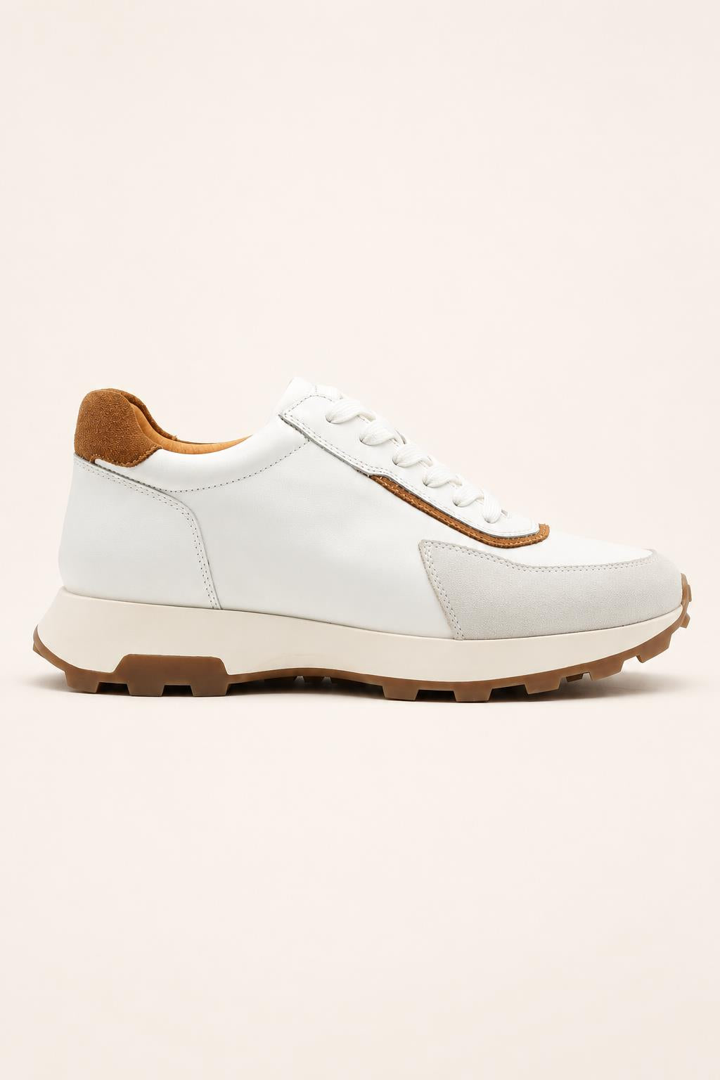 Men's White Handmade Real Leather Trainers