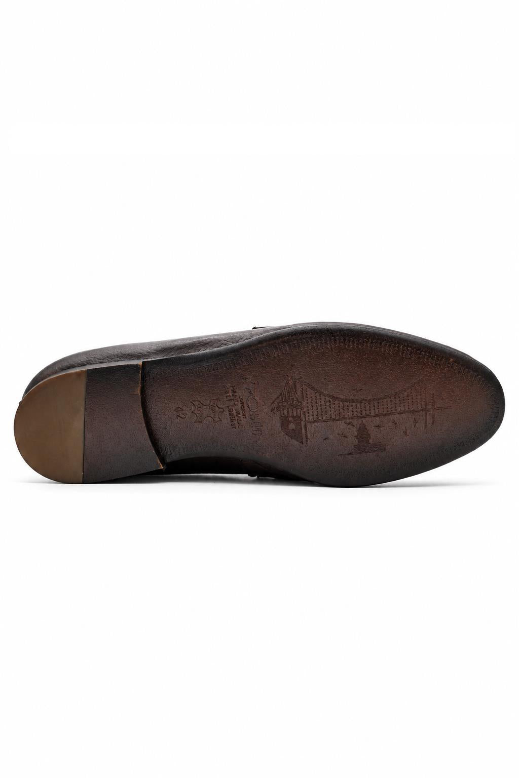 FAZIO Men’s Brown Soft Grain Genuine Leather Snaffle Bit Loafers