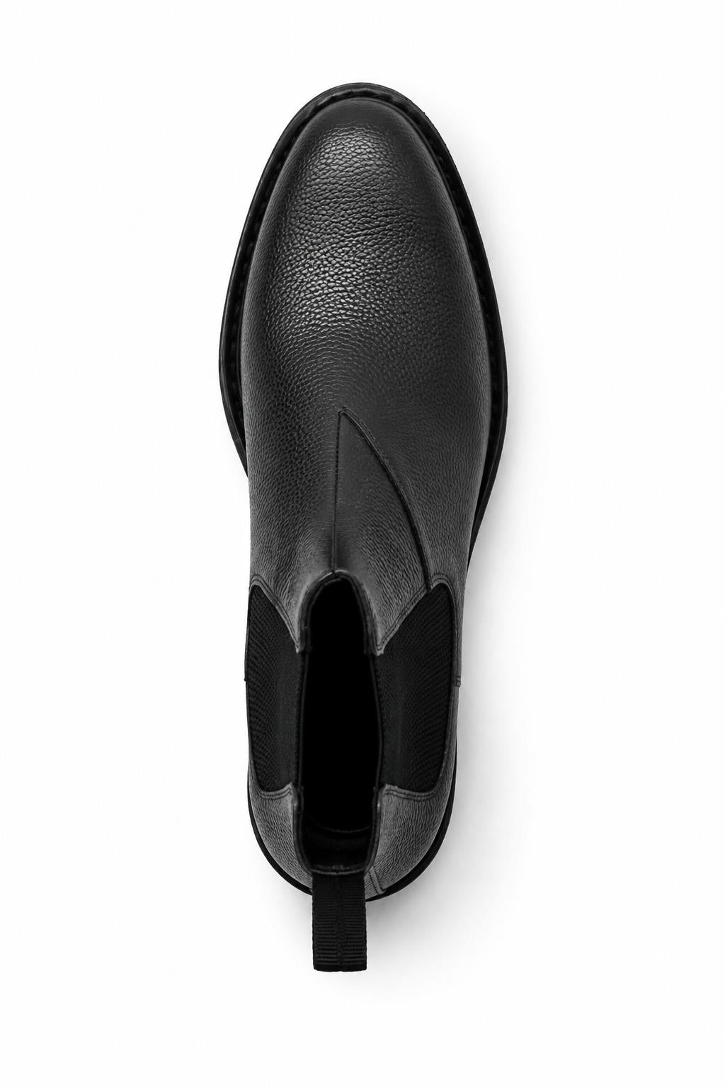 Men’s Black Grain Leather Chelsea Boots Lightweight Chunky Sole