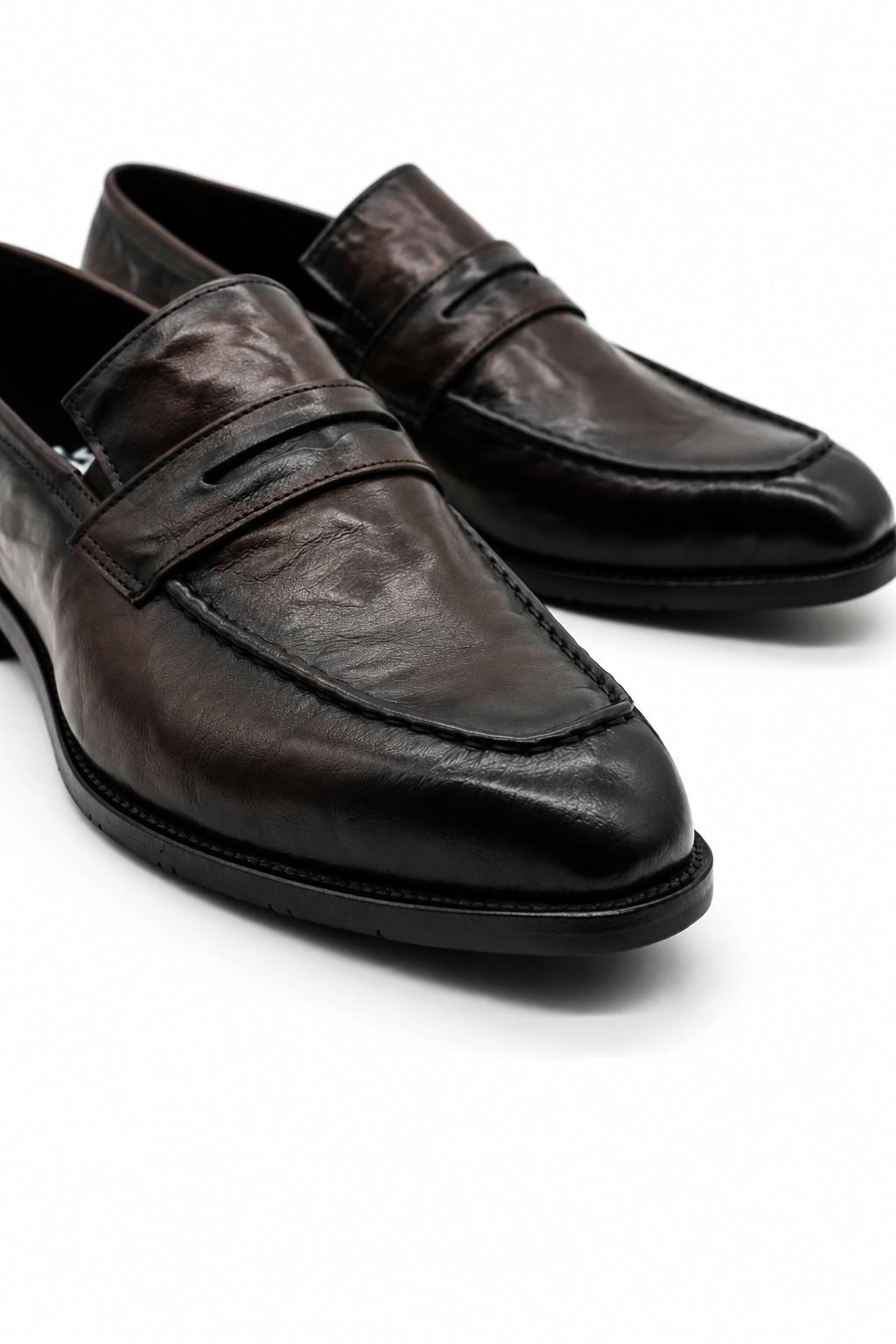 CRUX - Men’s Coffee Brown Calf Leather Penny Loafers