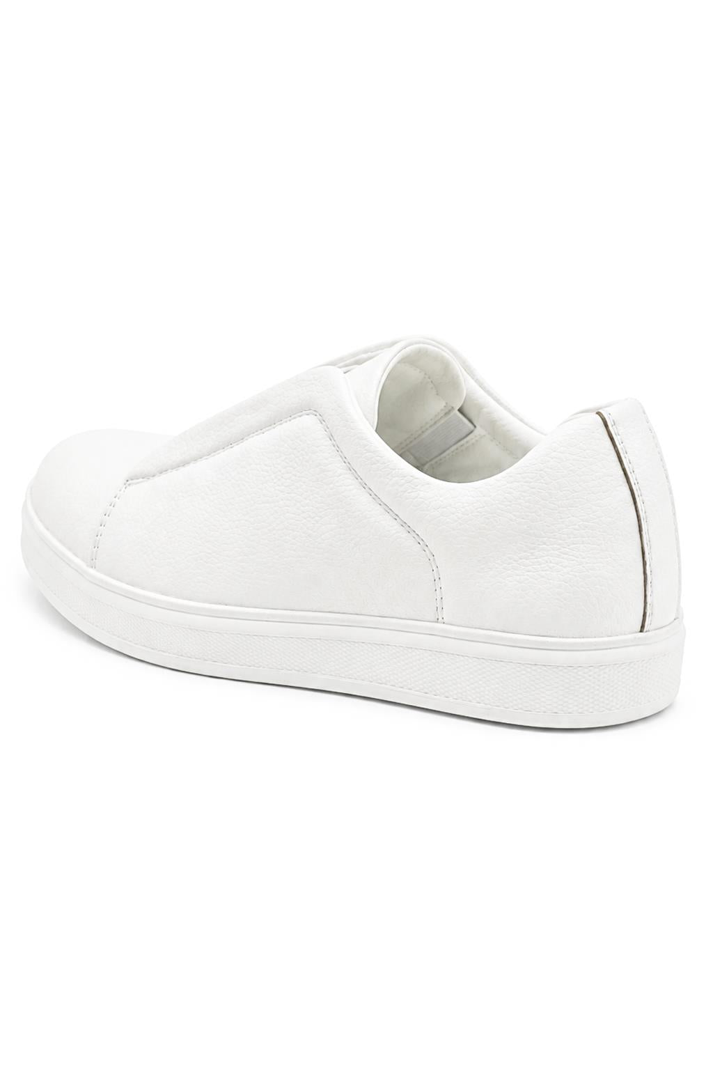 Men’s White Faux Leather Slip-On Trainers
