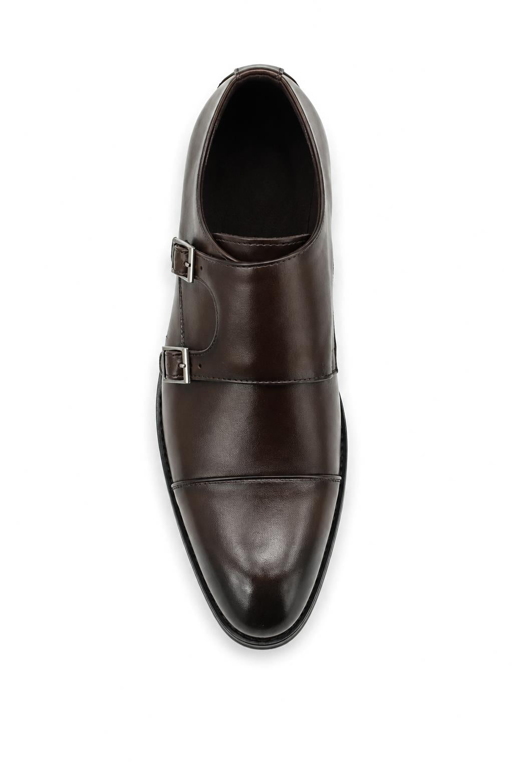 Men's Brown Double Monk Strap Cap Toe Formal Shoes