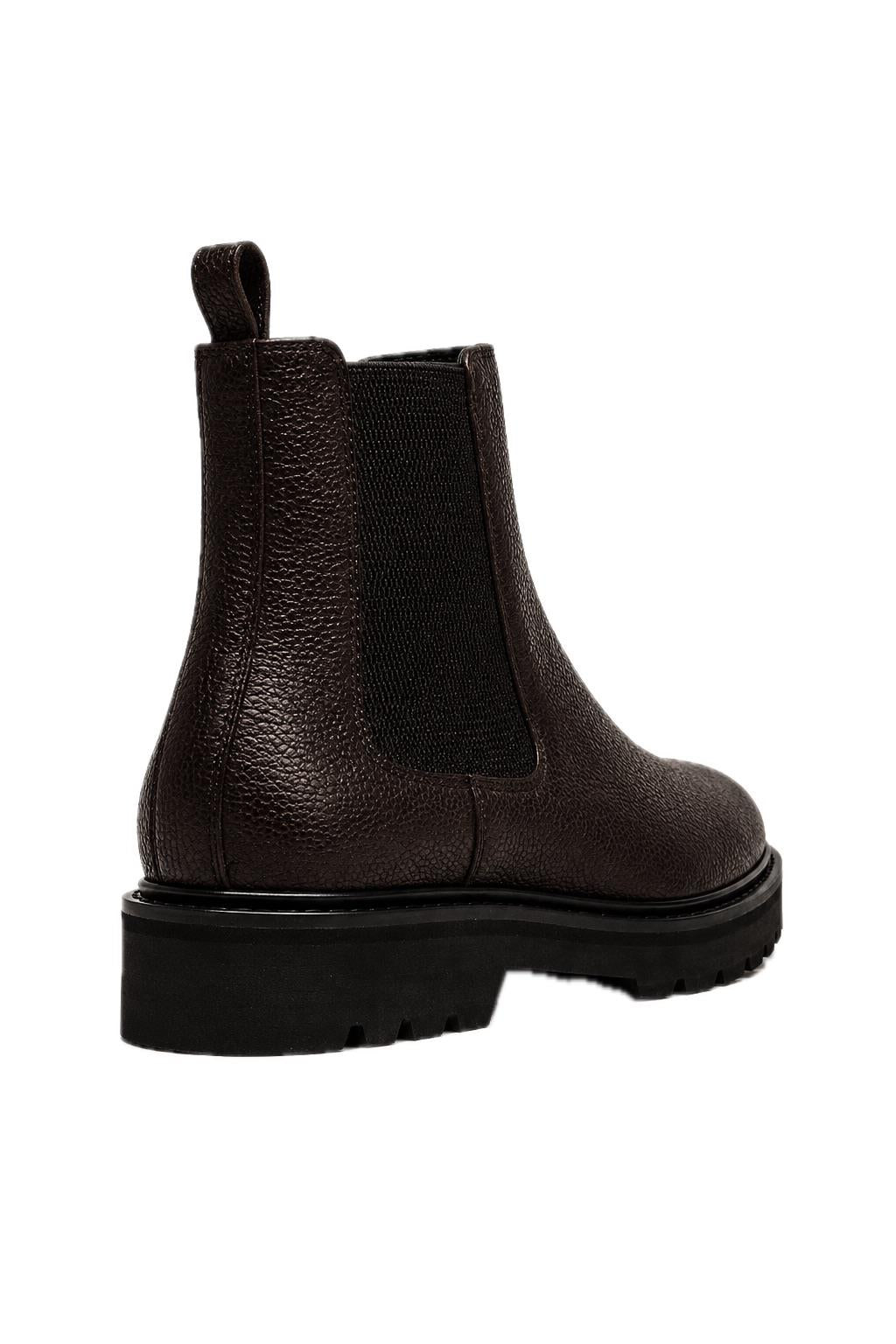 Men’s Brown Grain Leather Lightweight Chunky Sole Chelsea Boots