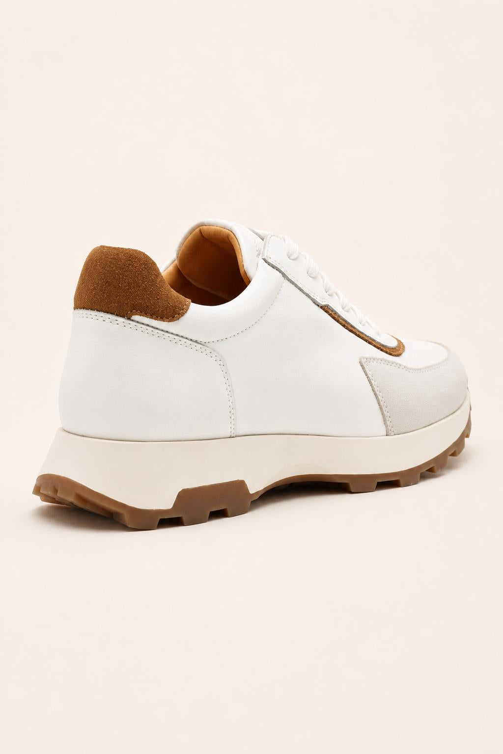 Men's White Handmade Real Leather Trainers