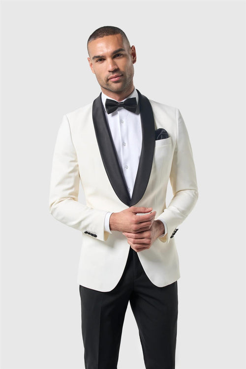 ASPEN – Cream Shawl Lapel Tuxedo Jacket
