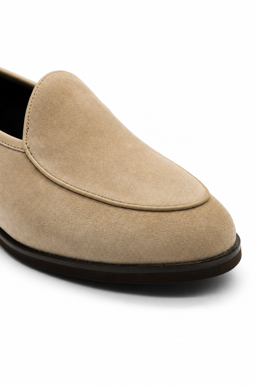 Men's Beige Suede Leather Dress Loafers