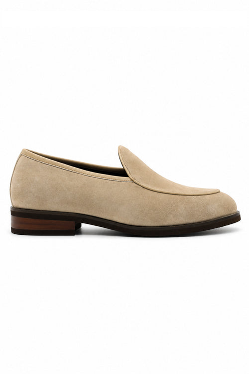 Men's Beige Suede Leather Dress Loafers