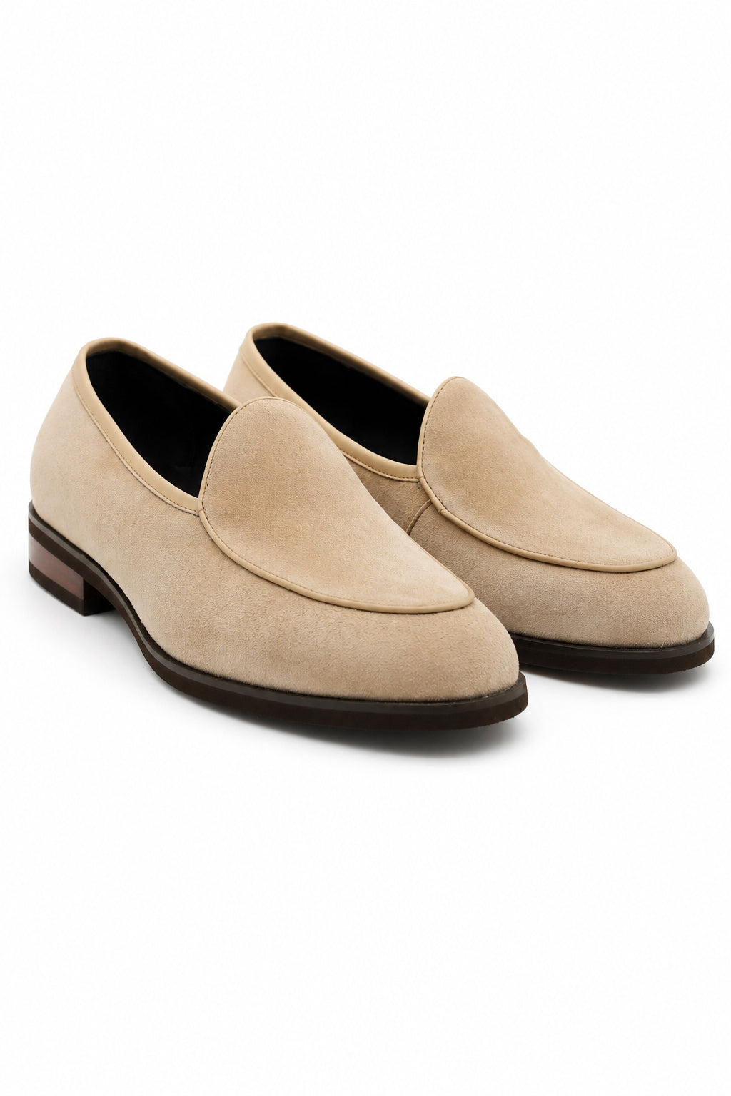 Men's Beige Suede Leather Dress Loafers