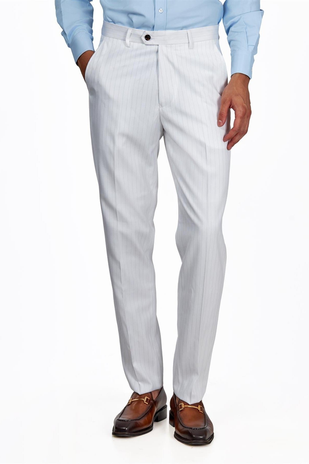 3 Piece Suit Pinstripe in White