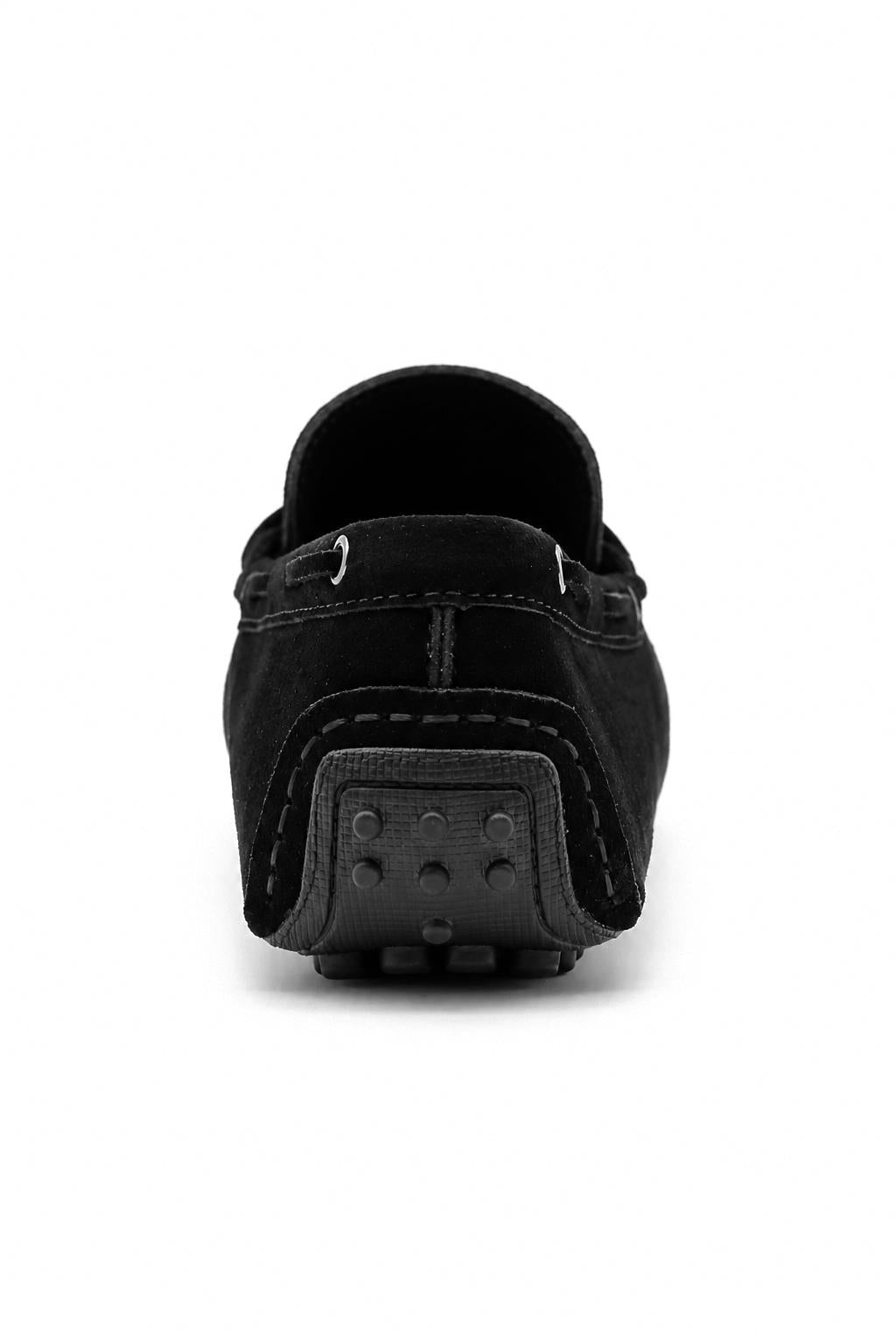 MAT Men's Real Suede Slip-On Loafers - Black Driving Shoes
