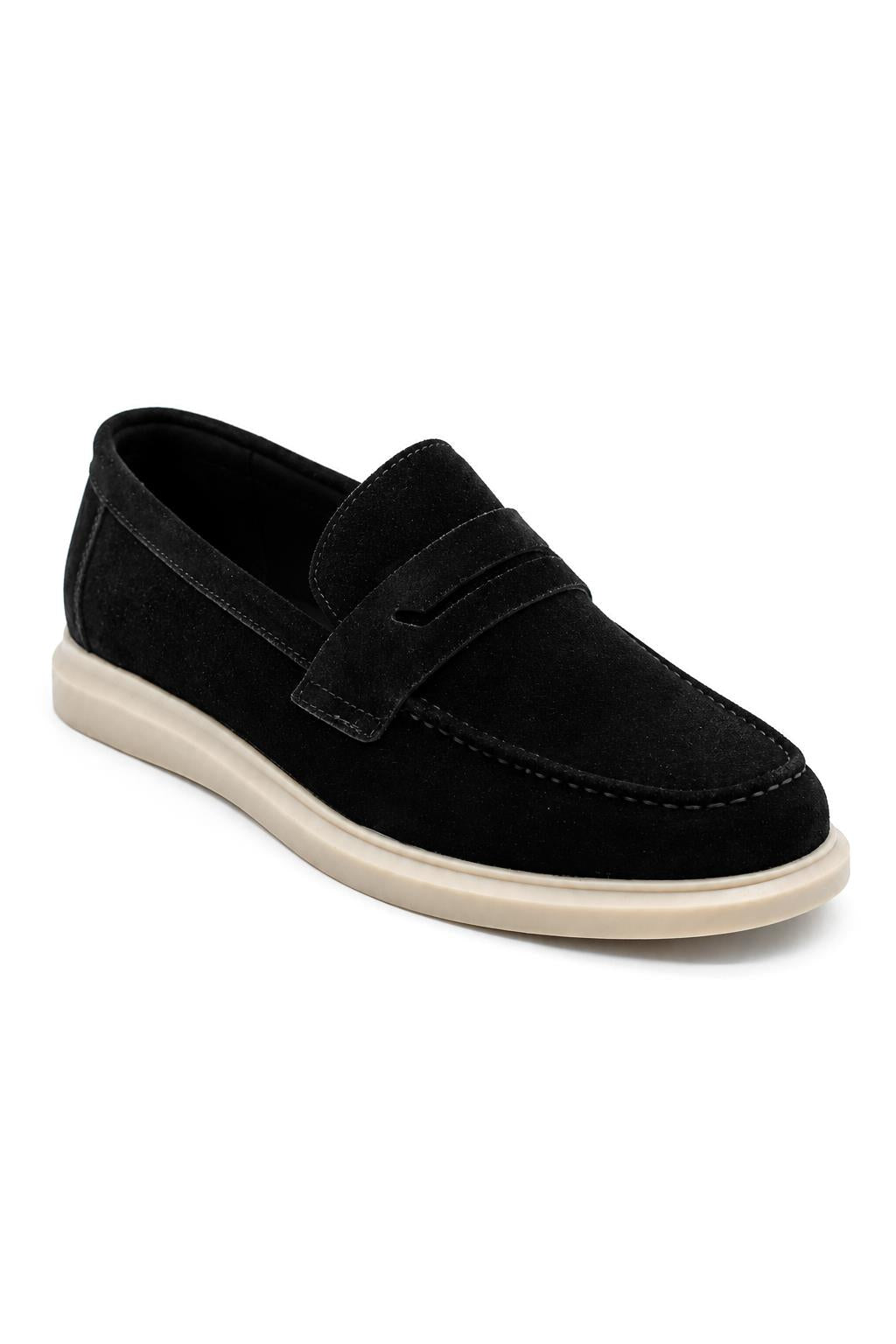 Men’s Milo Black Suede Leather Penny Loafers