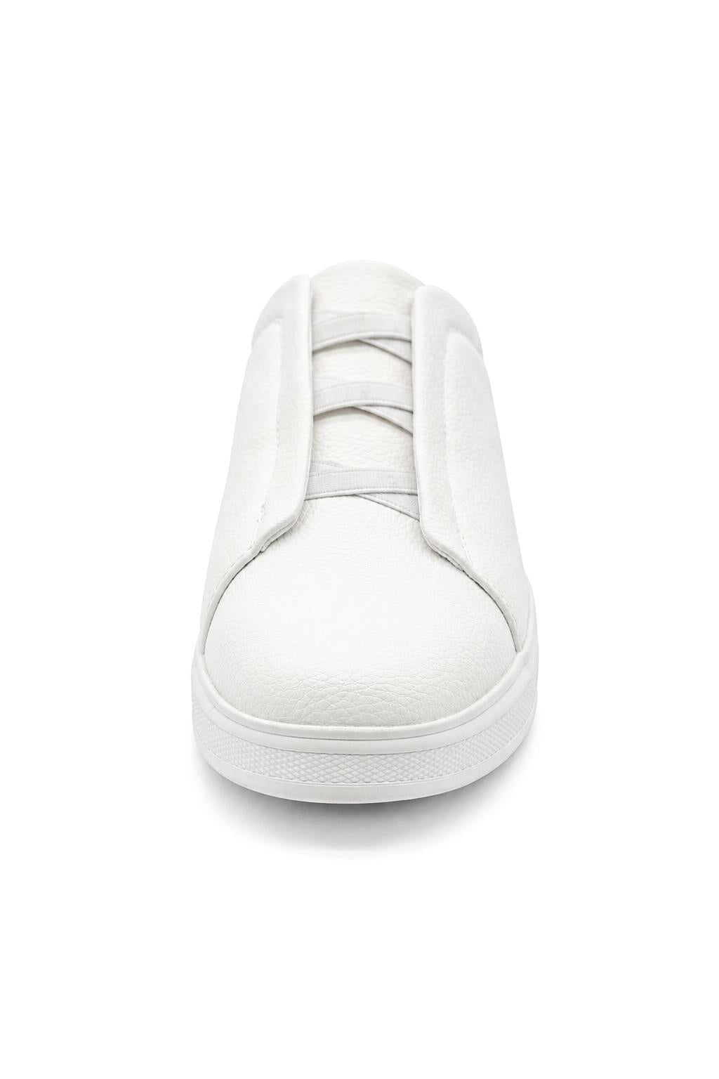 Men’s White Faux Leather Slip-On Trainers