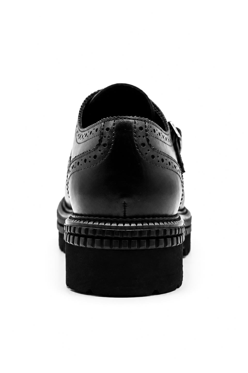 Men's Black Double Monk Strap Brogues - Chunky Sole