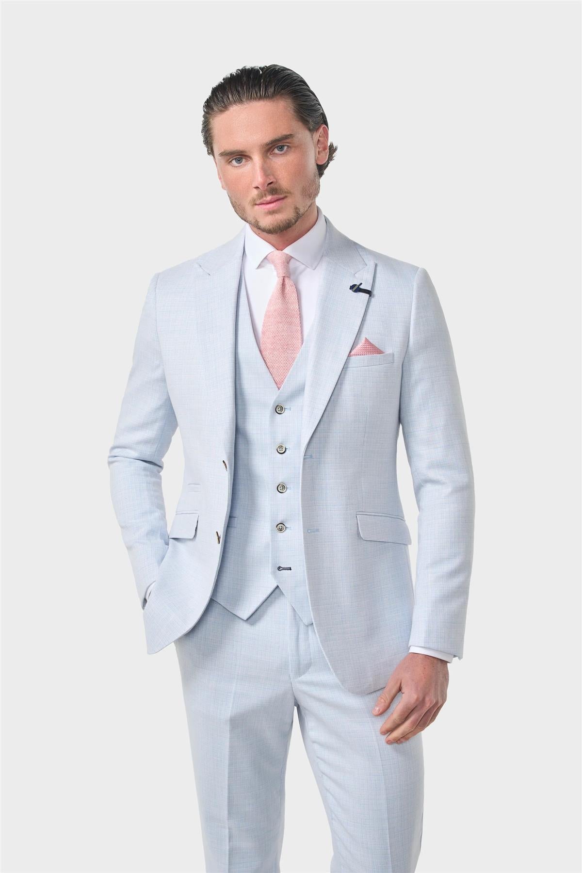 Cavani – Tropez Tailored Suit Blazer in Sky Blue