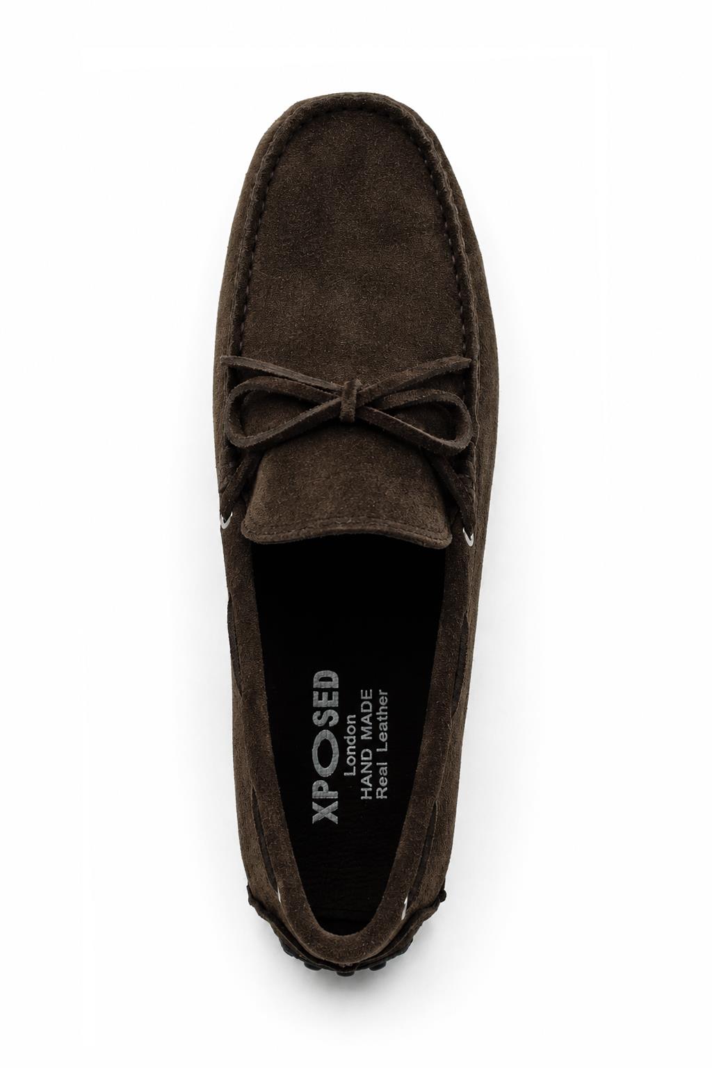 MAT Men's Genuine Suede Moccasins - Dark Brown Driving Shoes