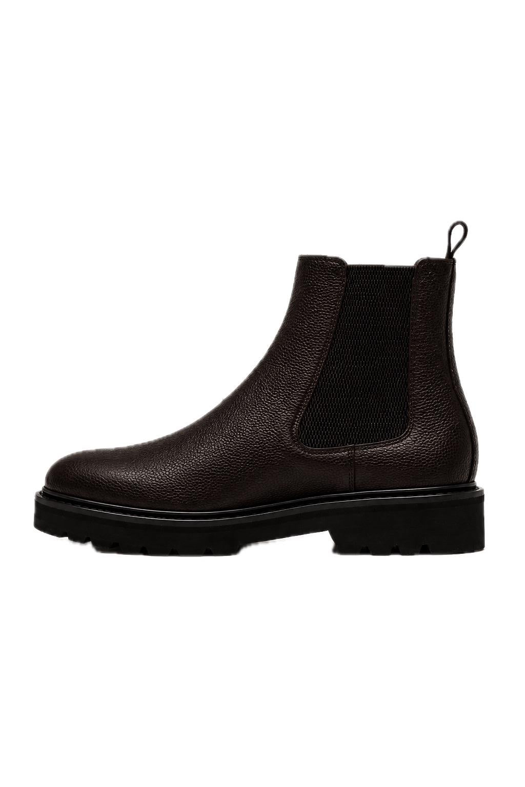 Men’s Brown Grain Leather Lightweight Chunky Sole Chelsea Boots
