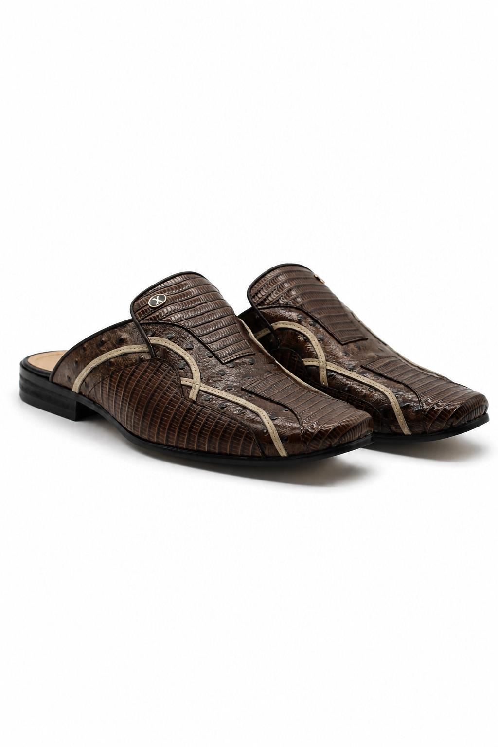 Men’s Glossy Brown Handmade Real Leather Half Shoes