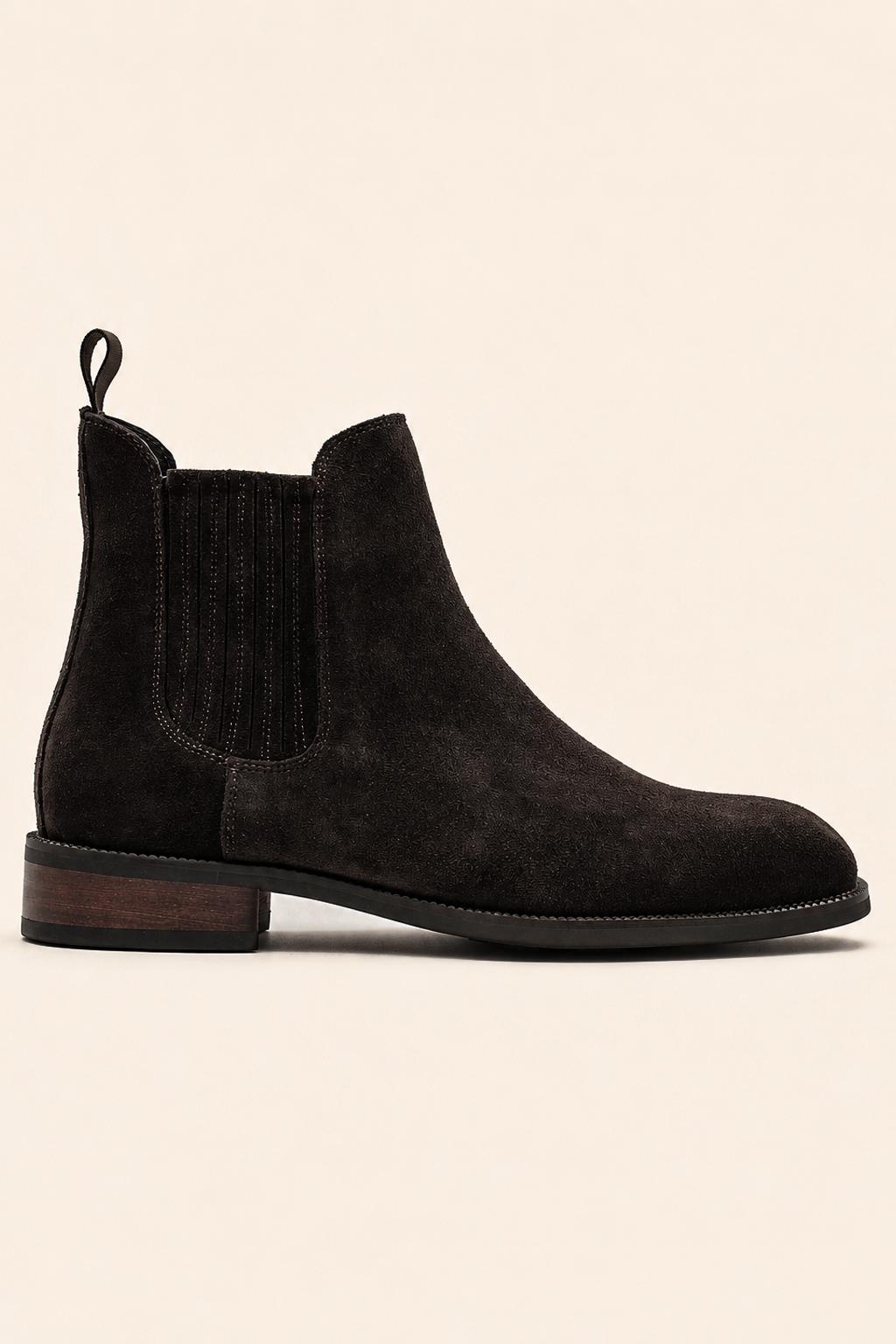 RAMOS Men’s Brown Smooth Suede Leather Chelsea Boots