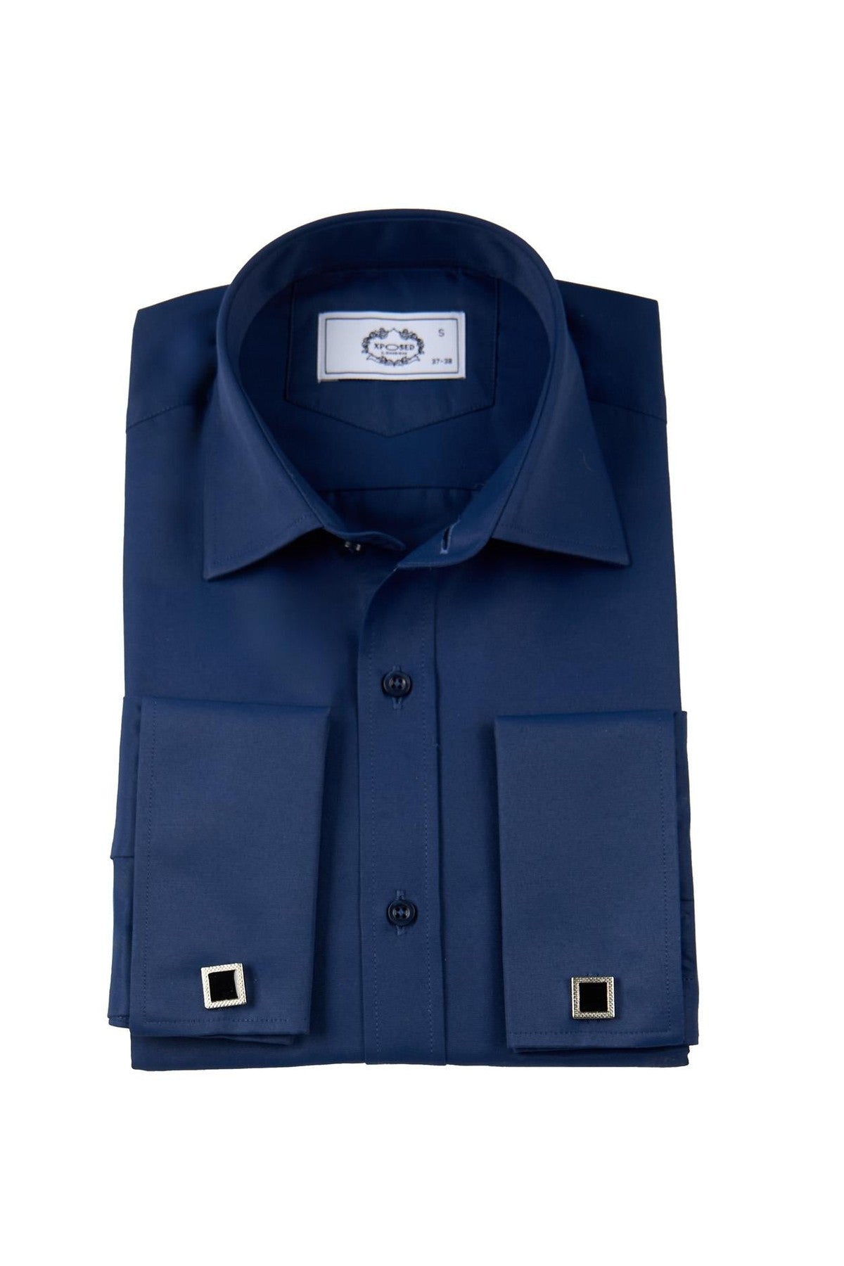 CLASSIC NAVY DOUBLE CUFF TAILORED FIT SHIRT