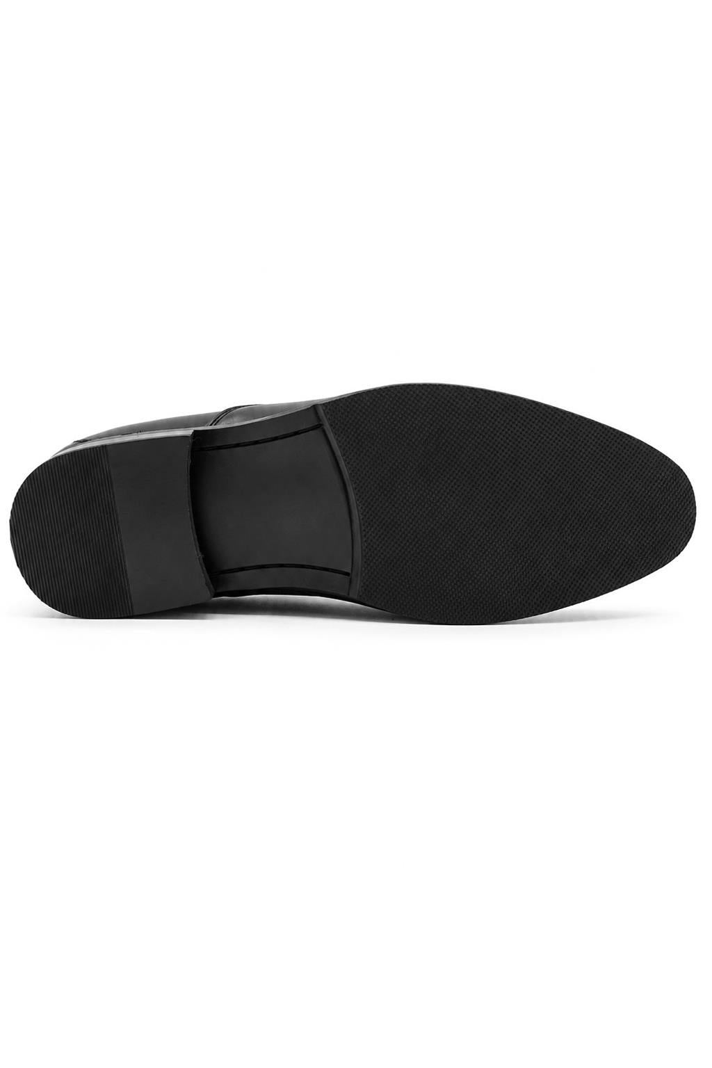 Men's Black Faux Leather Toe Cap Oxford Shoes