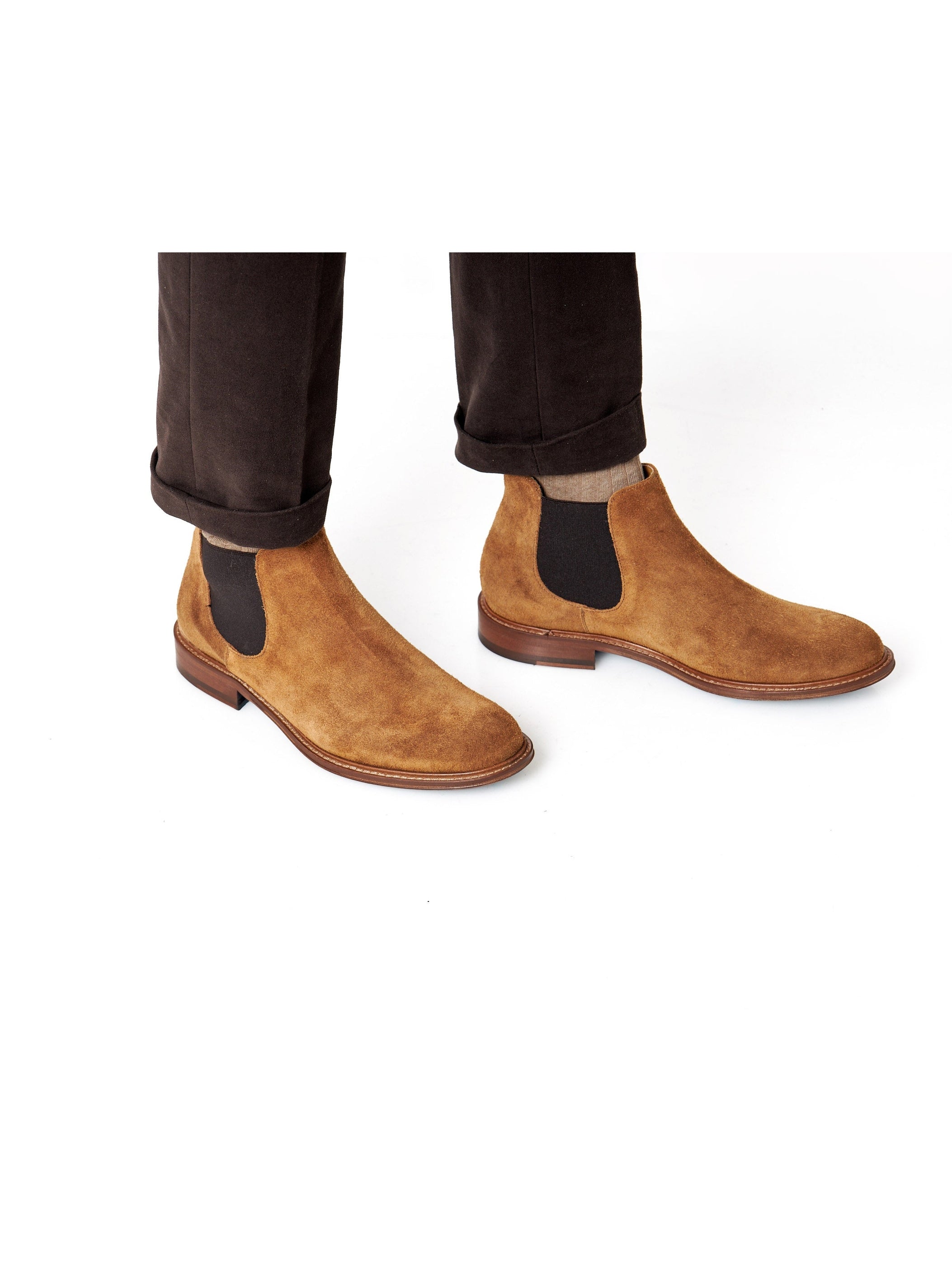 TAN ITALIAN SUEDE LEATHER CHELSEA BOOTS