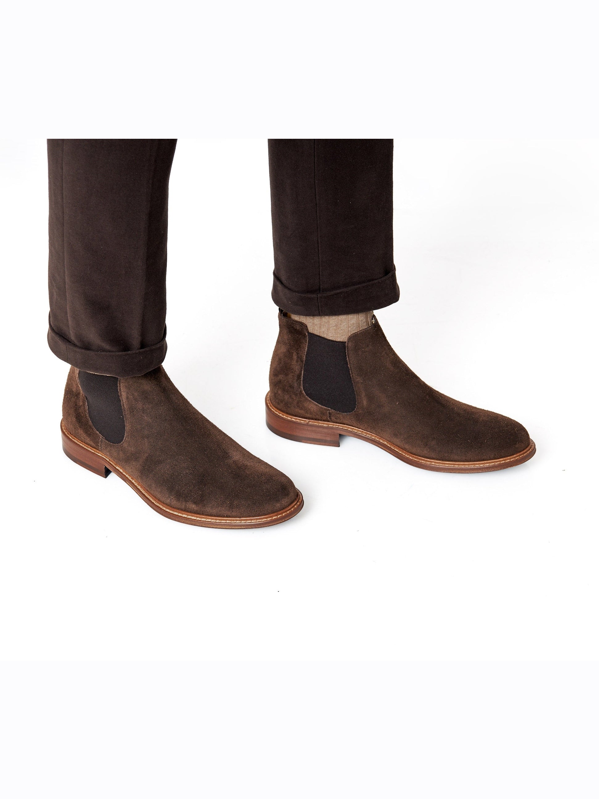 BROWN ITALIAN SUEDE LEATHER CHELSEA BOOTS