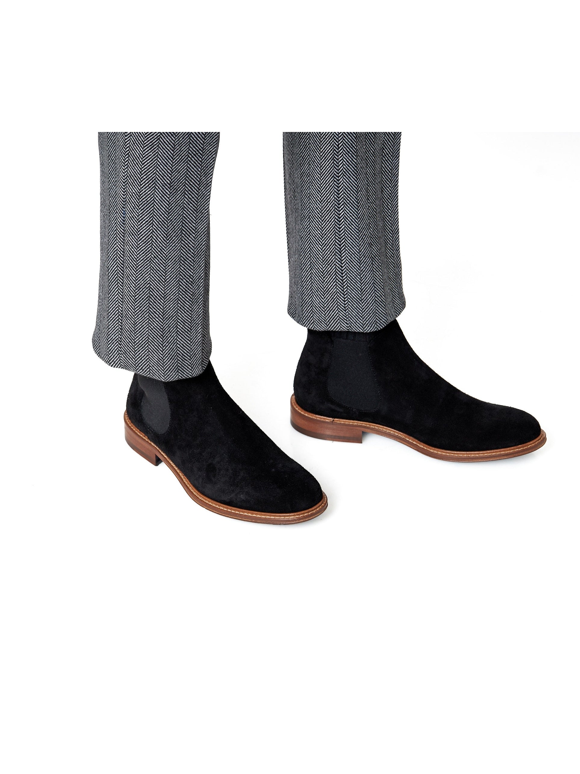 BLACK ITALIAN SUEDE LEATHER CHELSEA BOOTS