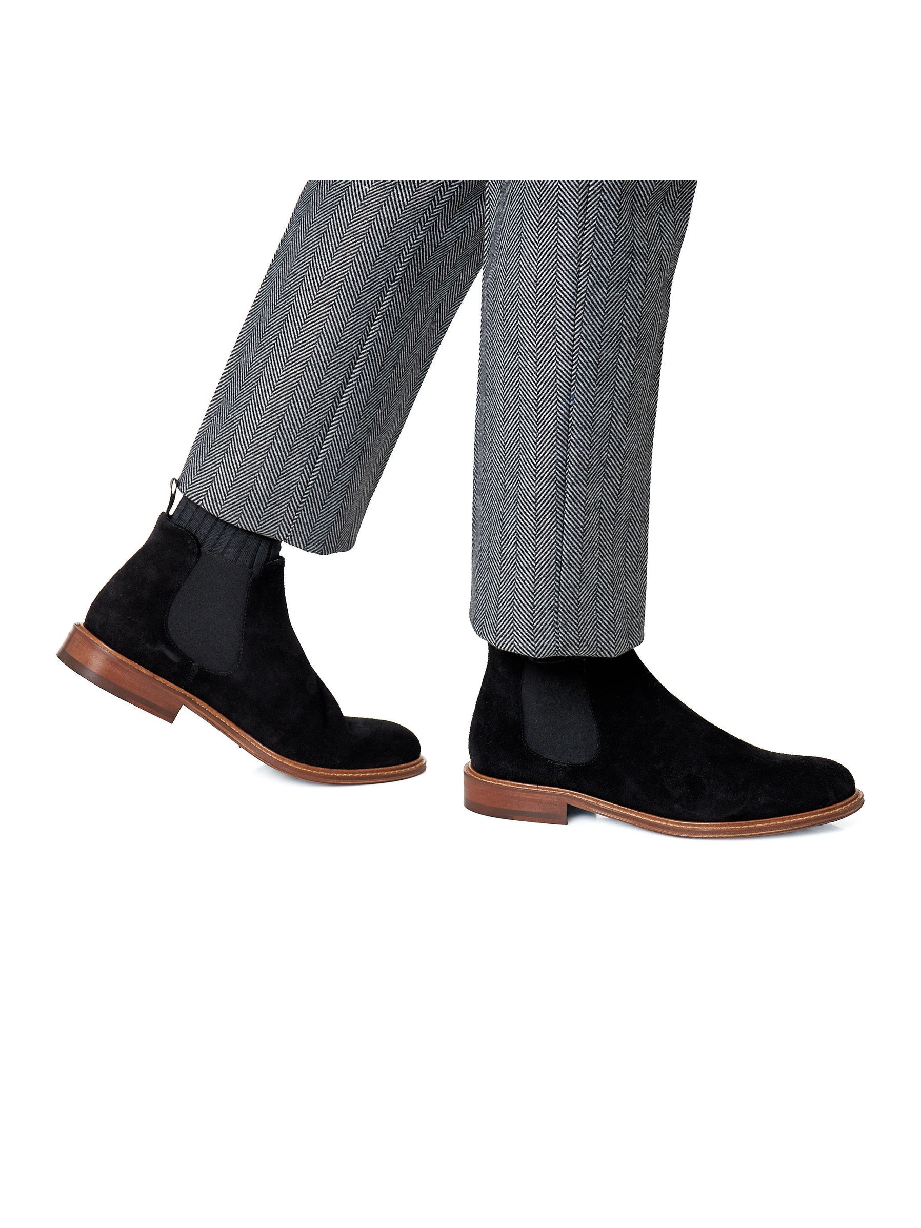 BLACK ITALIAN SUEDE LEATHER CHELSEA BOOTS