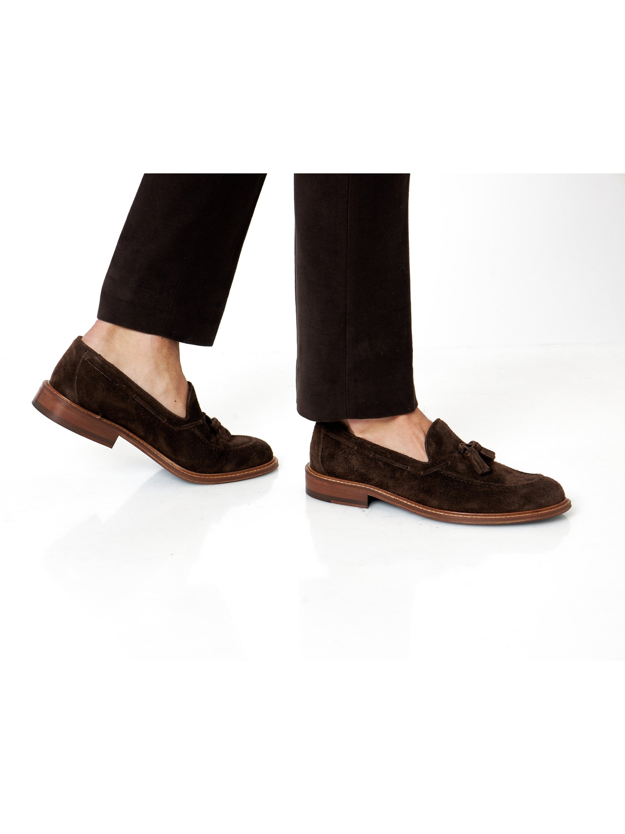 BROWN ITALIAN SUEDE TASSEL LOAFER