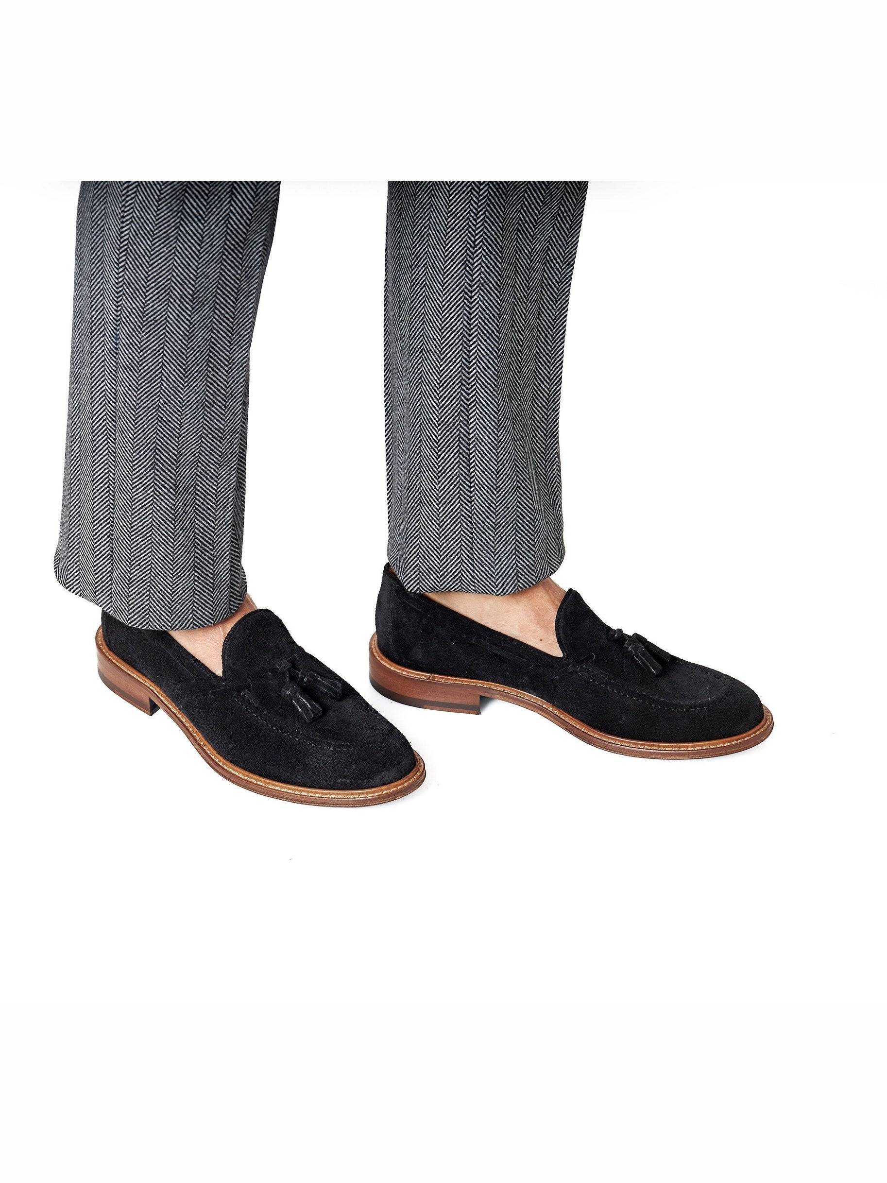 BLACK ITALIAN SUEDE TASSEL LOAFER