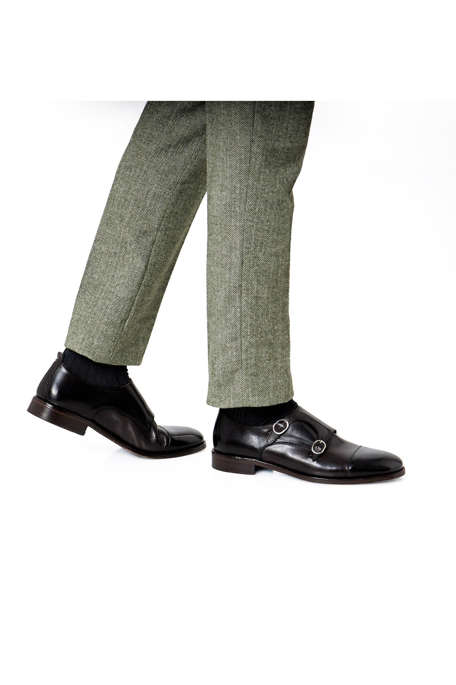 BROWN ITALIAN CALFSKIN DOUBLE BUCKLE MONK LOAFER