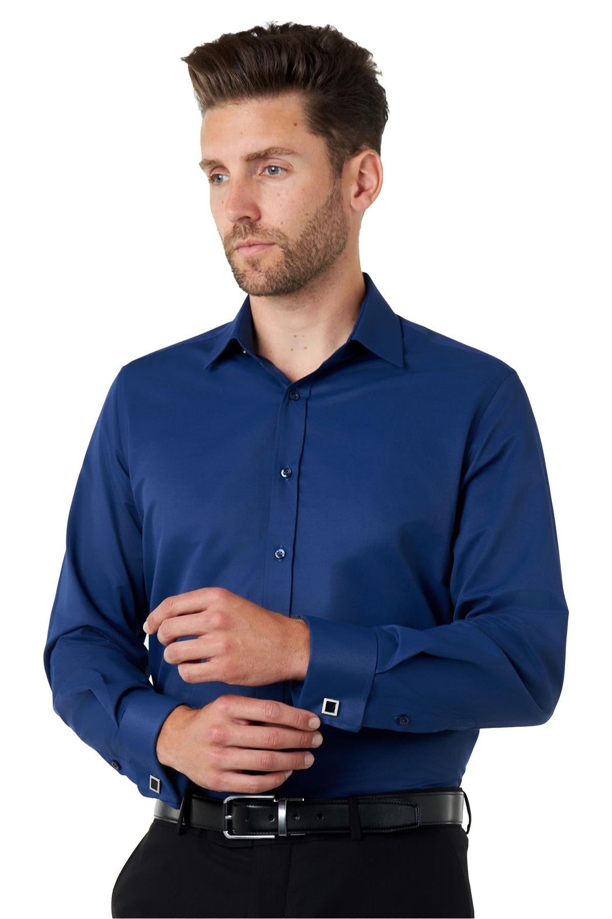 CLASSIC NAVY DOUBLE CUFF TAILORED FIT SHIRT