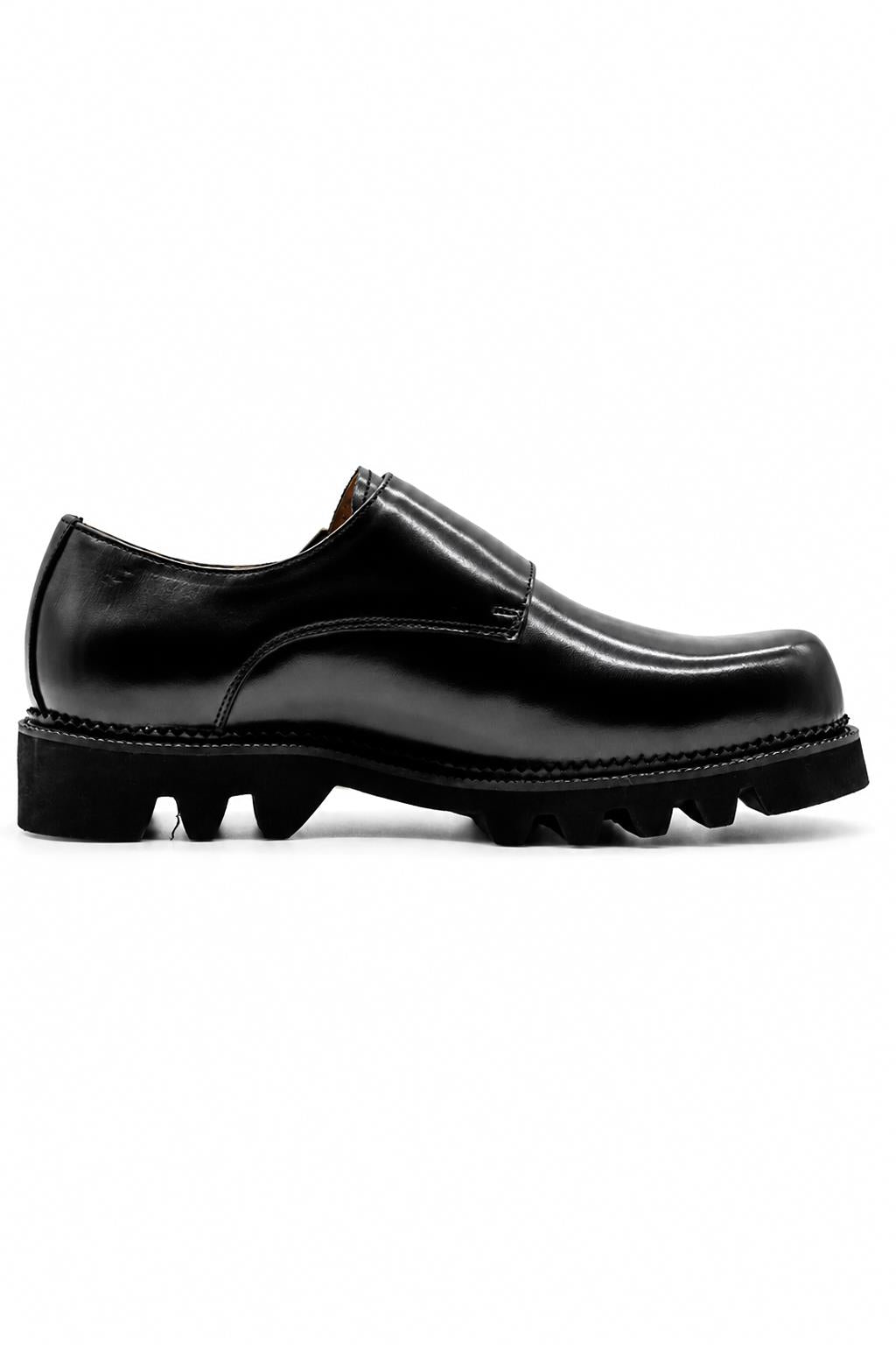 KNOX Men’s Black Leather Chunky Double Monk Strap Shoes