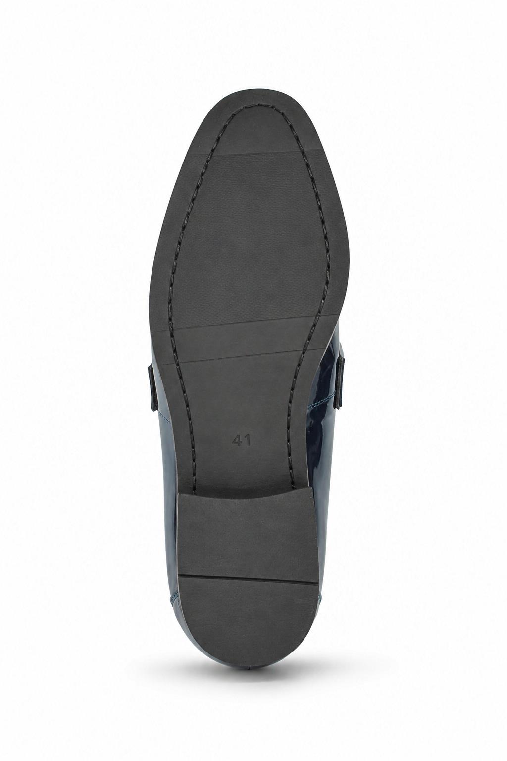 Men's Navy Floral Velvet Patent Dress Loafers