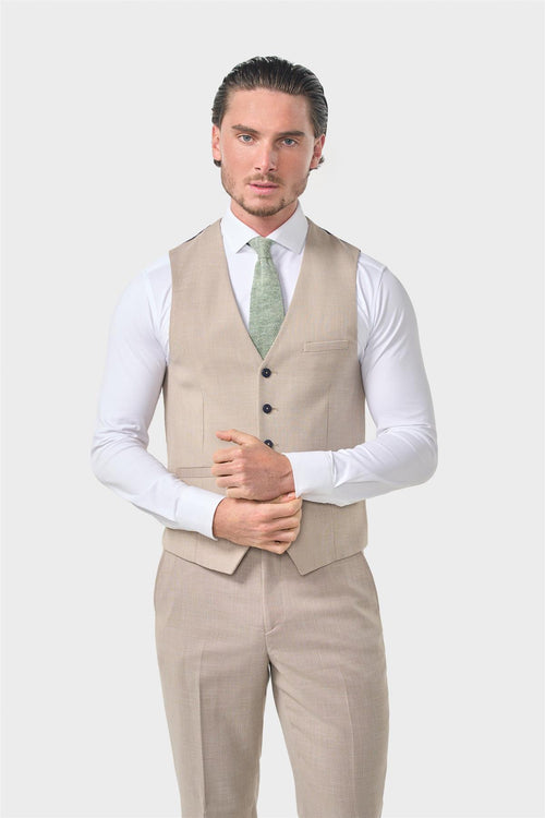 MIAMI – STONE LINEN BLEND TAILORED WAISTCOAT