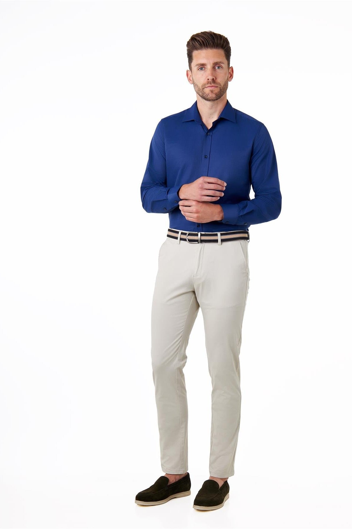 CLASSIC NAVY SINGLE CUFF TAILORED FIT SHIRT
