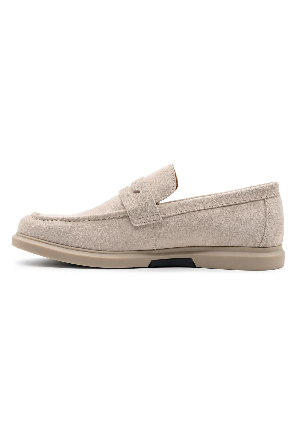 Men’s Milo Beige Suede Leather Penny Loafers
