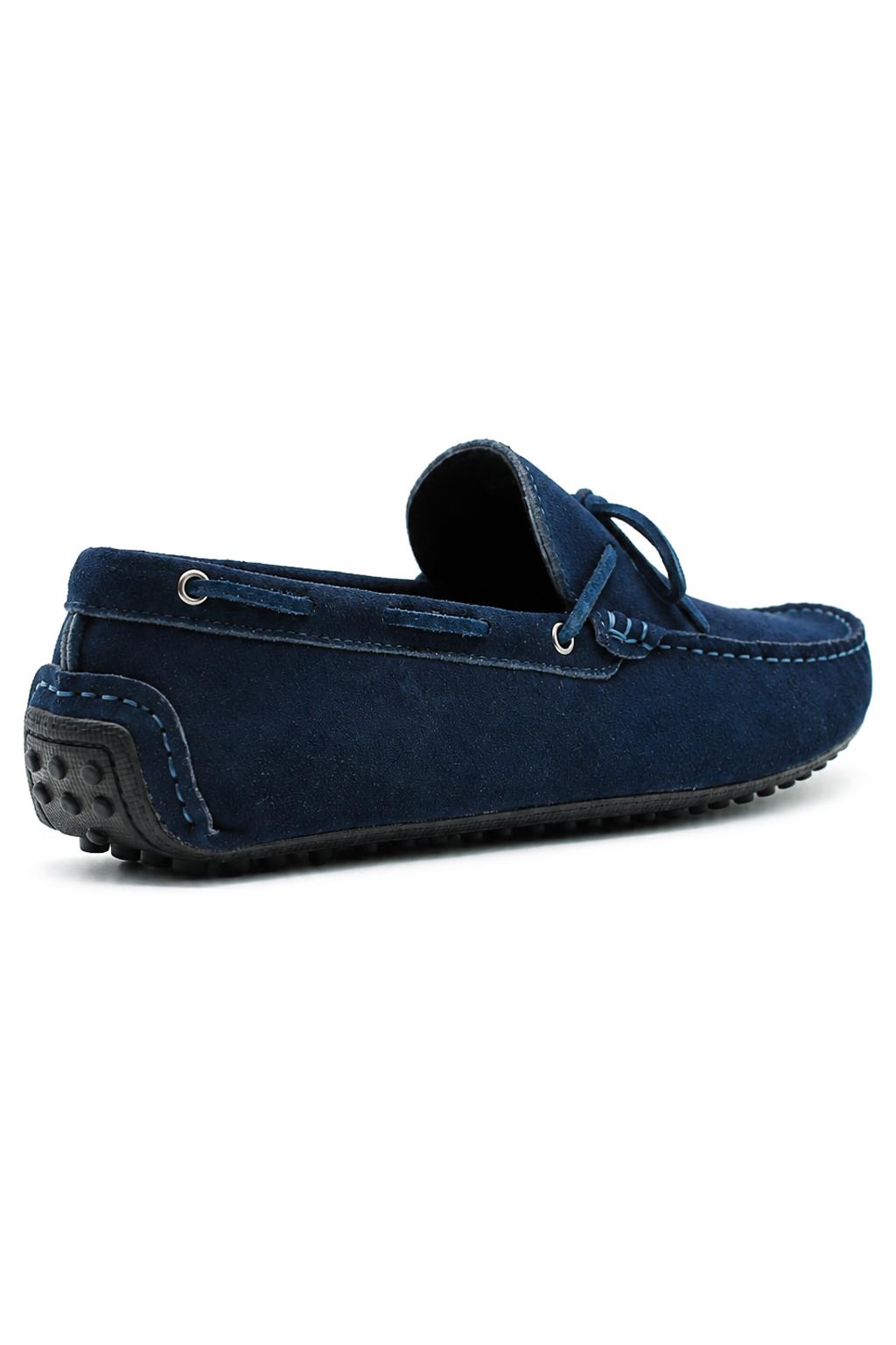 MAT Men's Real Suede Pebble Sole Loafers - Blue Driving Shoes