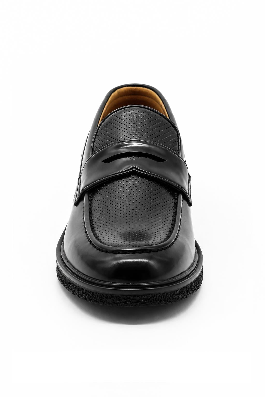 Men’s Black Patent Pin-Dot Penny Loafers