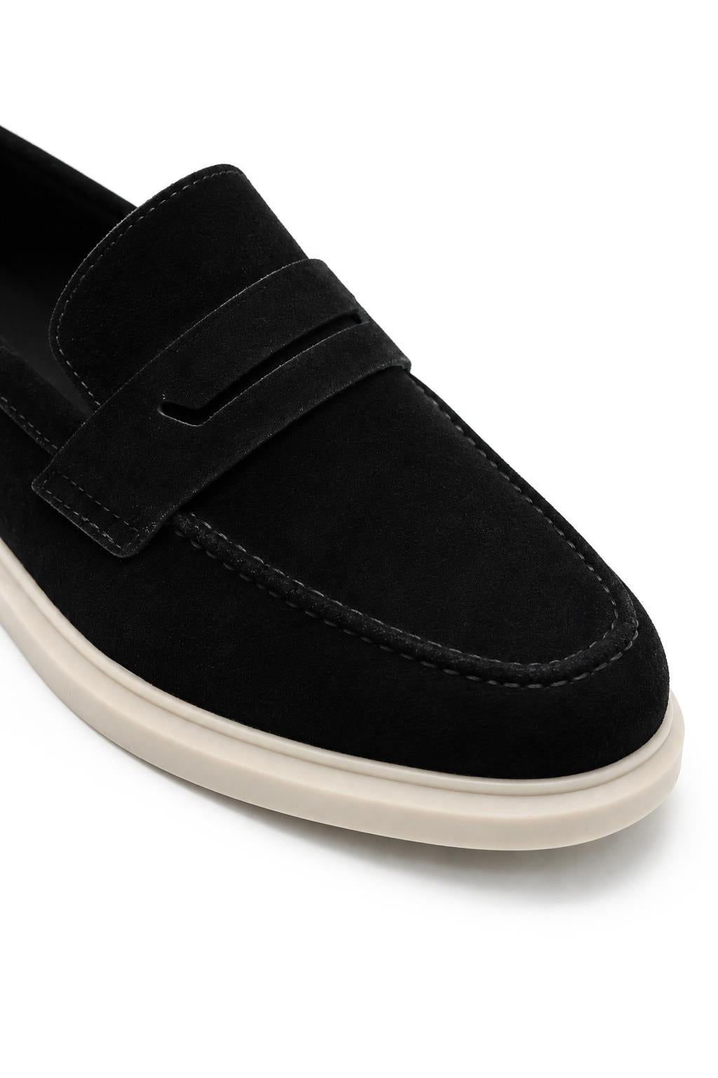Men’s Milo Black Suede Leather Penny Loafers