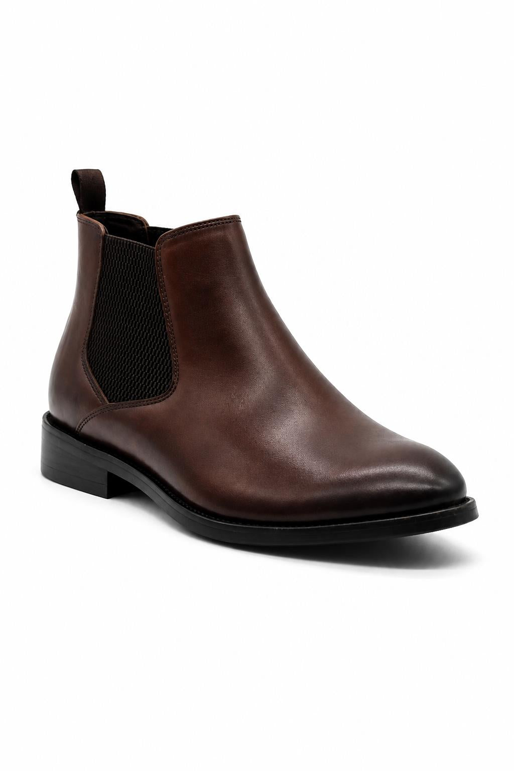 REMY Men’s Brown Burnished Polished Leather Chelsea Boots