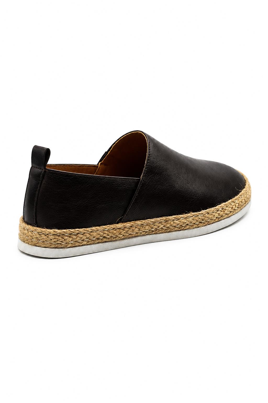 Men’s Brown Faux Leather Slip-On Espadrille Shoes